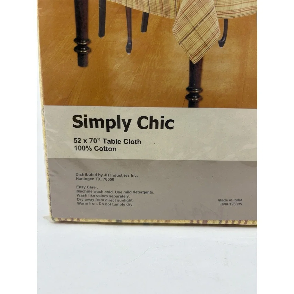 Vintage New Stock 1970s Plaid Cotton Tablecloth 52x 70